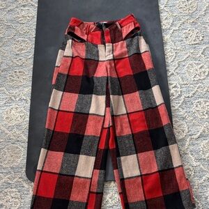 AFRM Red and Black Checkered Pants